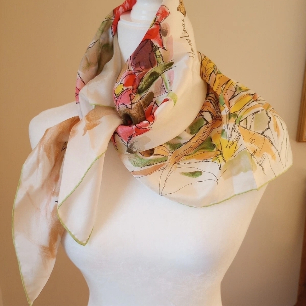 Pell Vintage S.S.Homeric Oceanic Home Lines Silk Scarf Size 28"×28"
